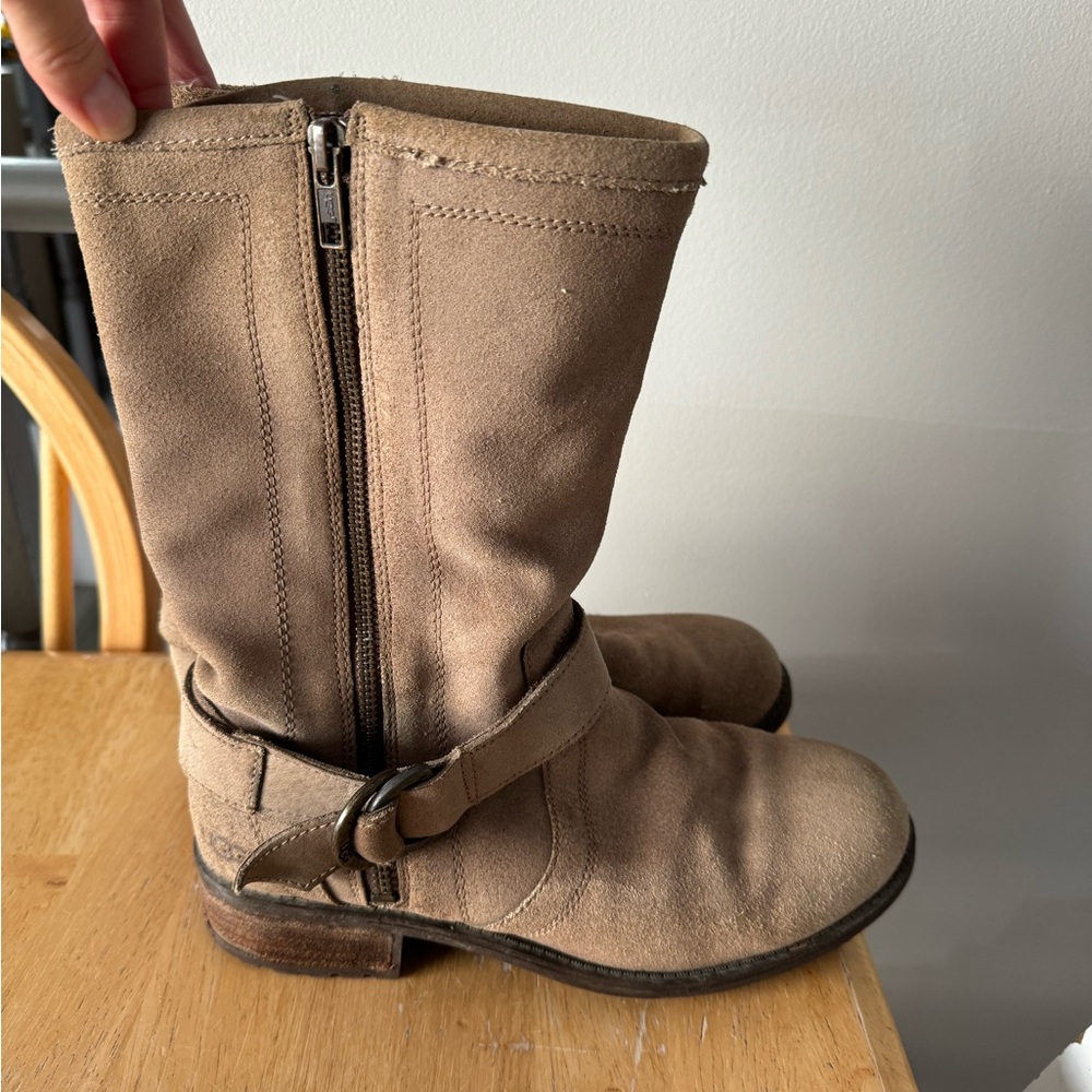 UGG Women's Tan Suede Mid-Calf Combat Boots